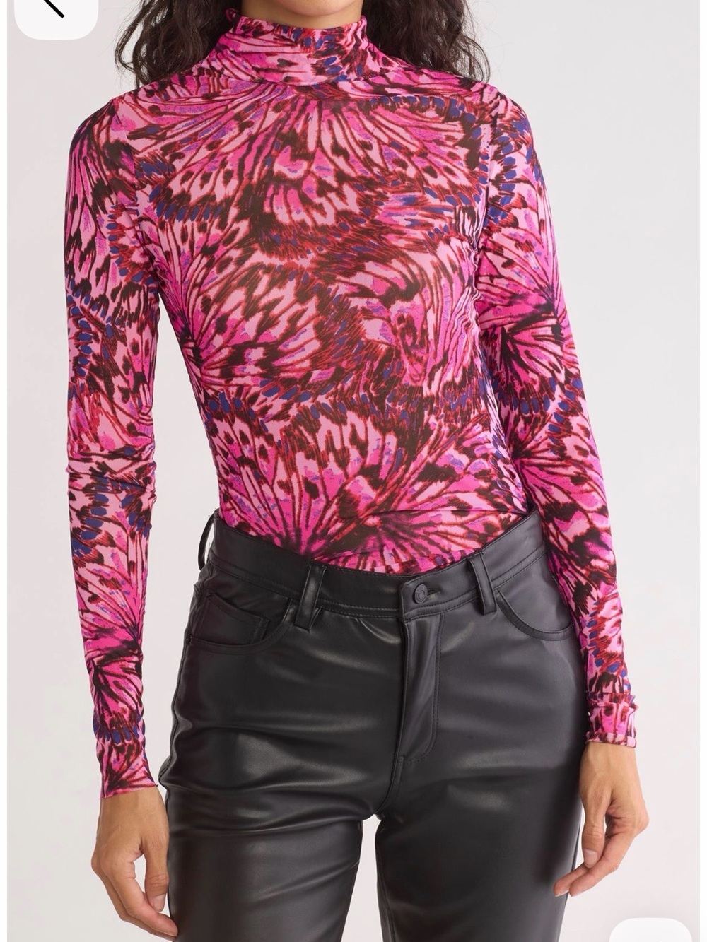 AFRM Mock Neck Mesh Top size L